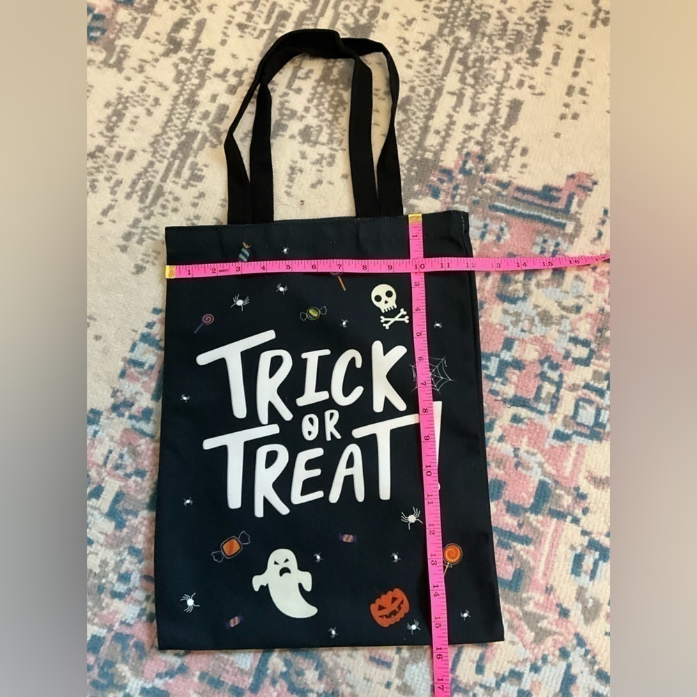 Halloween Ghost and Pumpkin Black Canvas Bag